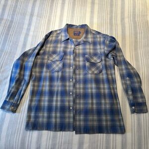 Pendleton Blue and Gray Plaid Button-Down Shirt